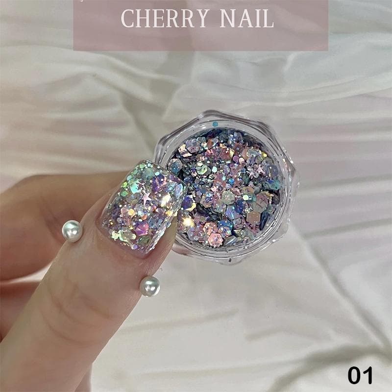 Nail Glitter Sequins 3D Laser Nail Art Flakes Colorful Confetti Sticker Manicure Supplies Diy Decals Decoration