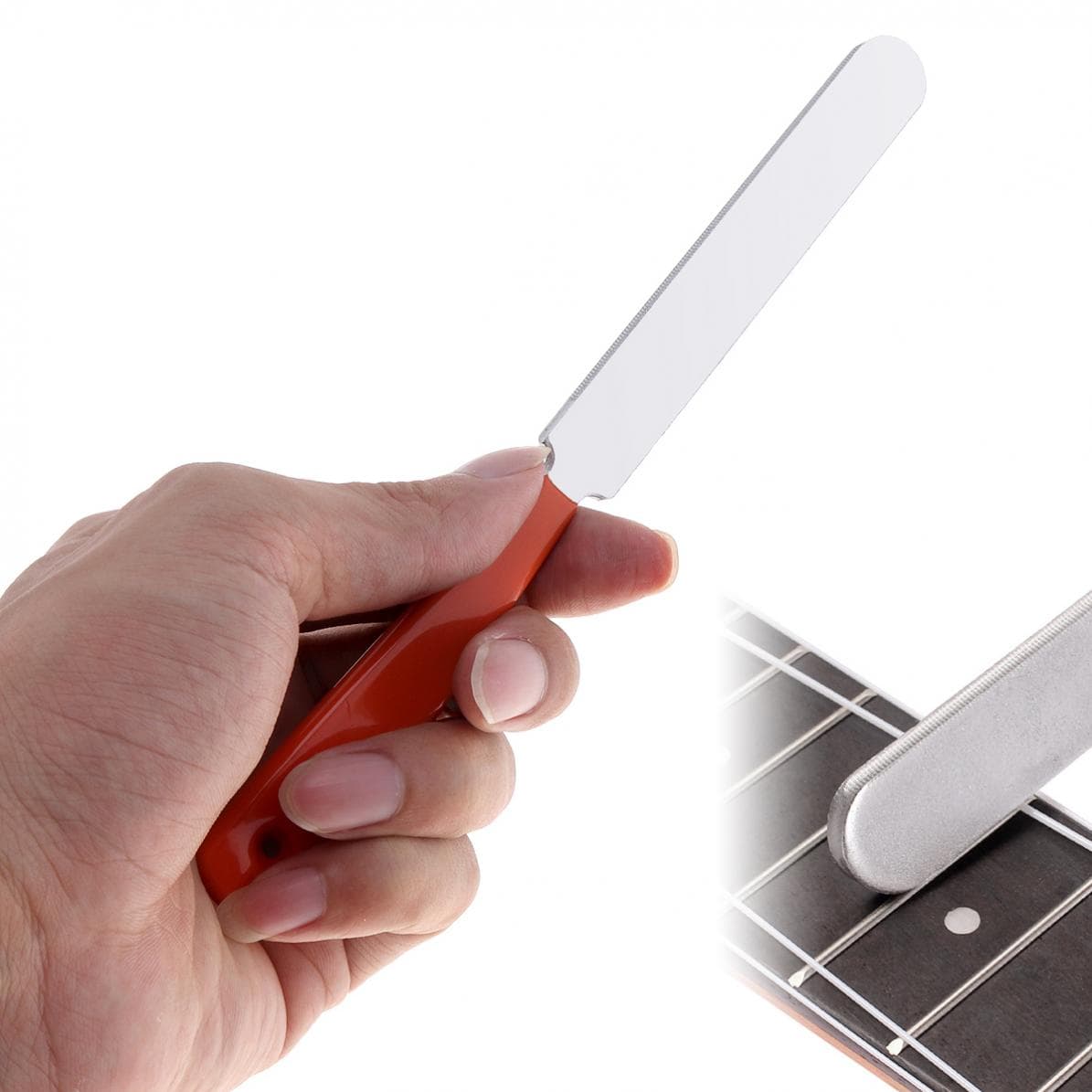 18.5x15cm Guitar Fret Crowning Luthiers Tools Stainless Steel Grinding Tools with Rubber Handle
