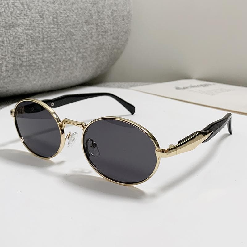 Oval Metal Sunglasses Fashion Retro Street Photography High-end Women Sunglasses New Style Trendy Accessories