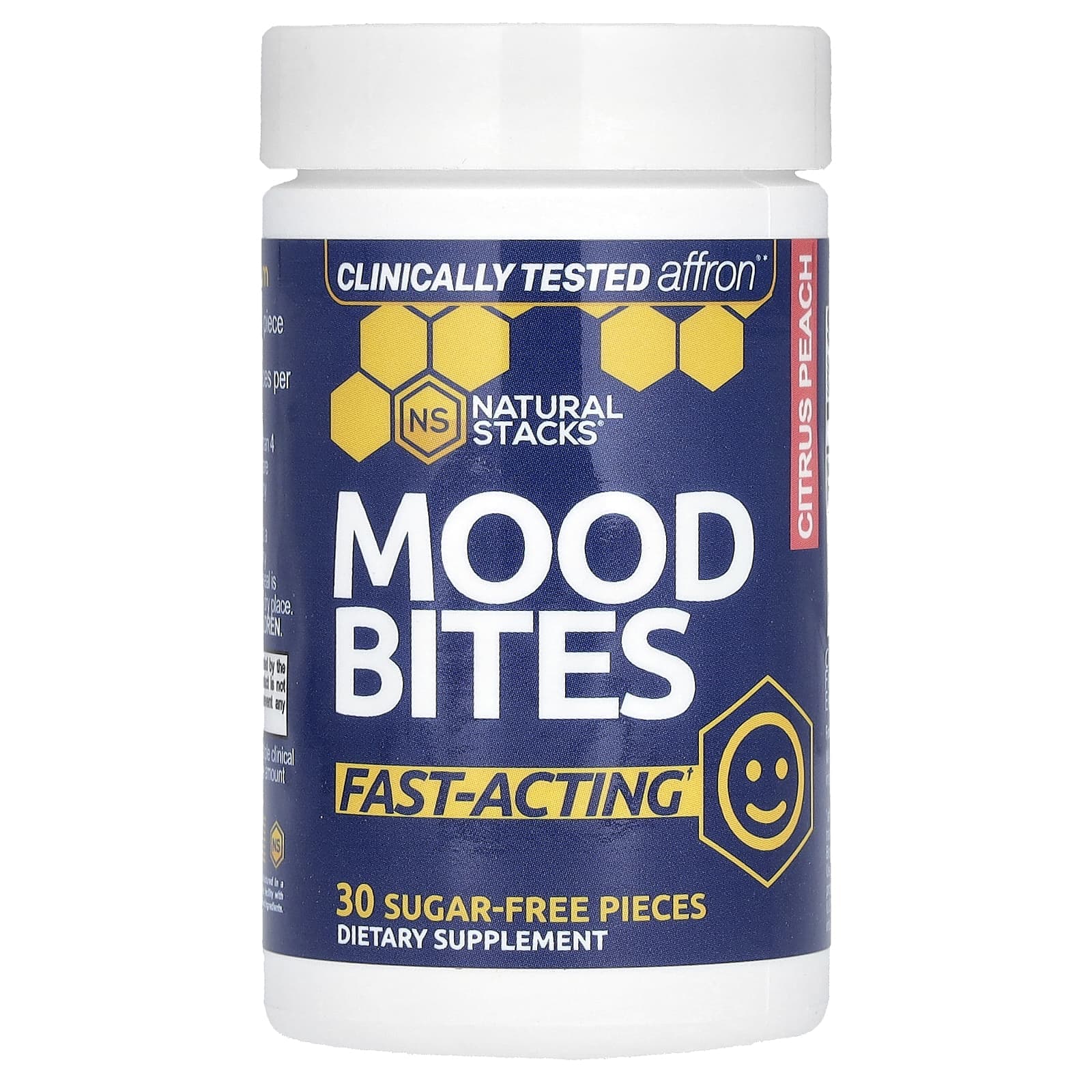 Natural Stacks, Mood Bites, Citrus Peach, Sugar Free, 30