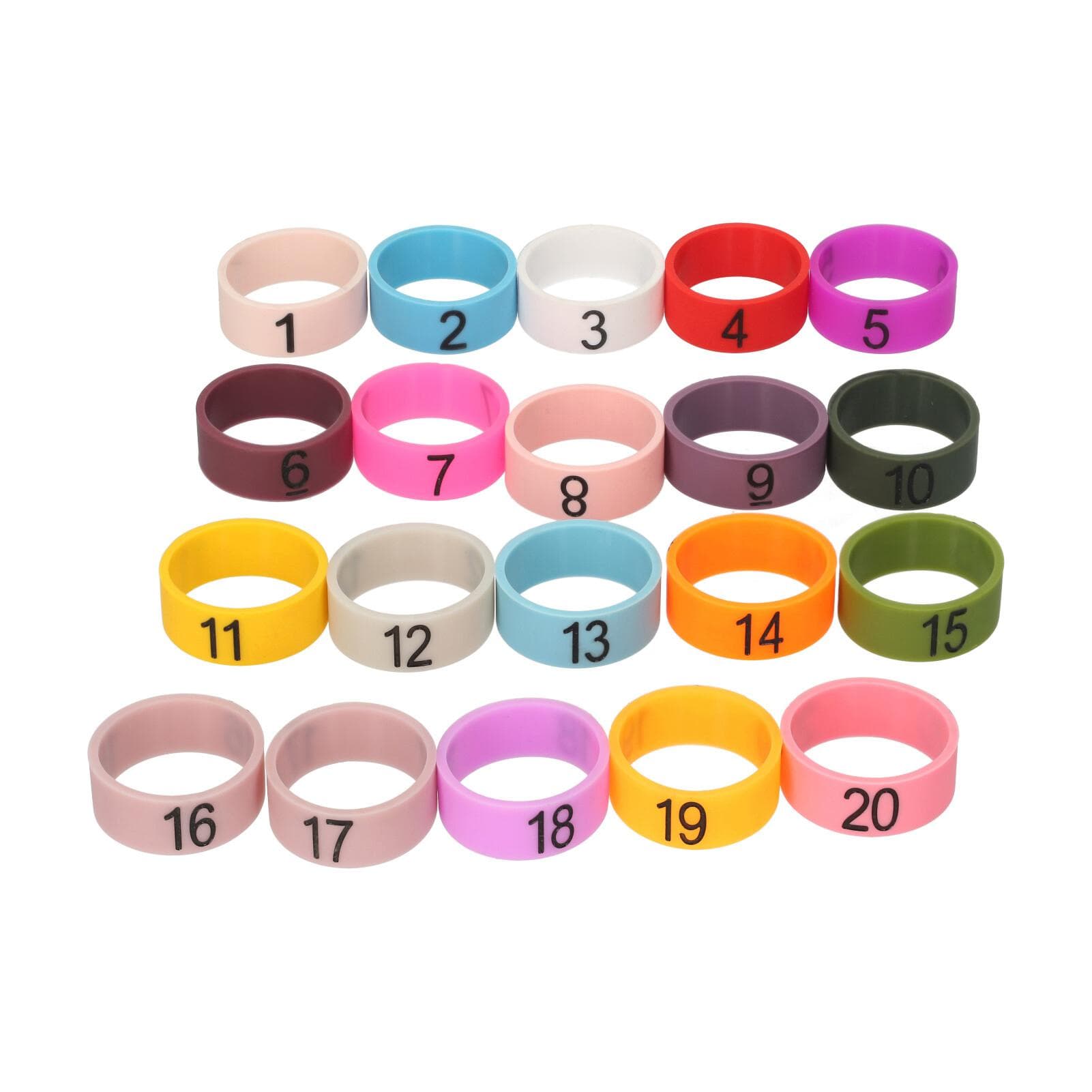 20 PCS Microphone Colored ID Rings Number 1 to 20 Multicolor Soft Silicone Ring for Distinguishing 20 PCS multicolour
