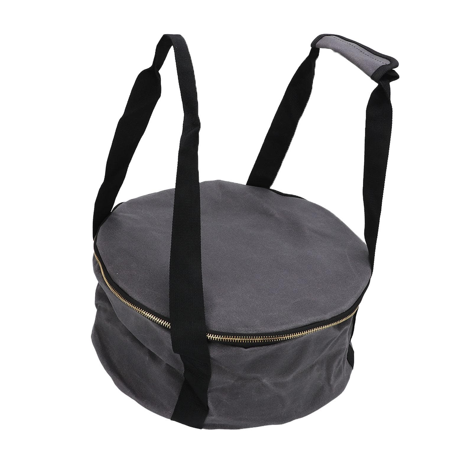 Storage Bag Dustproof Canvas Zipper Cooker Frying Pan Tableware Storage Bag for Camping Dark Gray