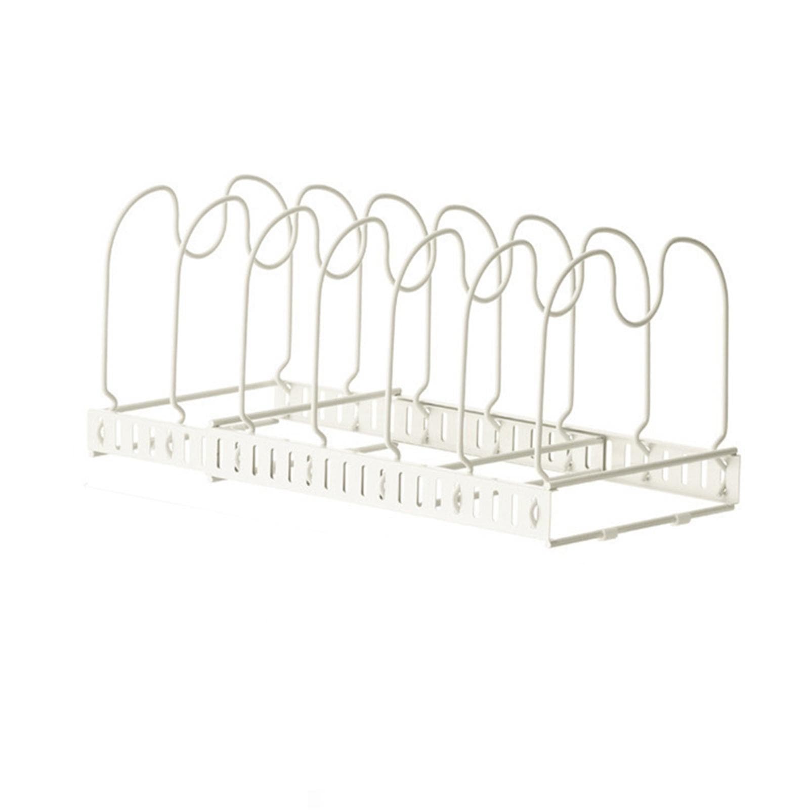 Pot Lid Rack Iron Retractable Pot Lid Organizer Holder for Multiple Cookware Universal Black White
