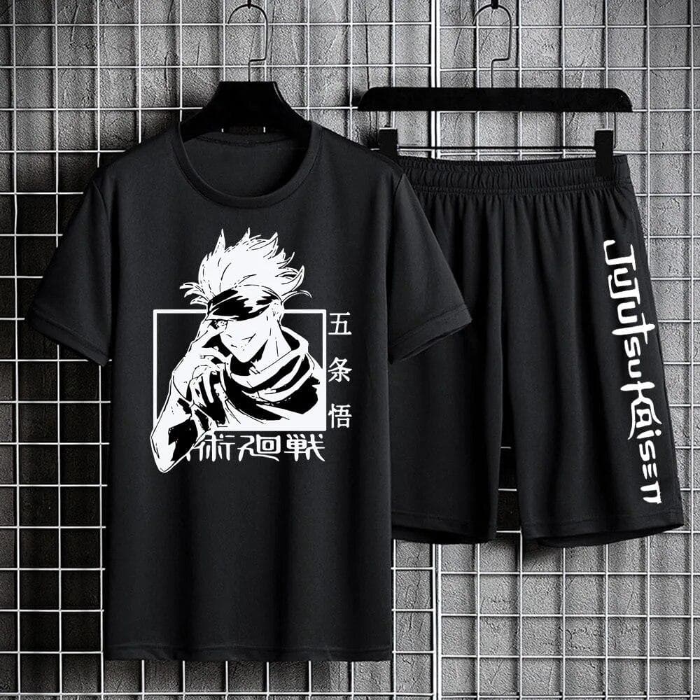 Jujutsu Kaisen T-shirt Set Casual Shorts Anime Print Men's Sets Tracksuit Sweatpants Sportswear Man Summer Fashion Clothing 5XL