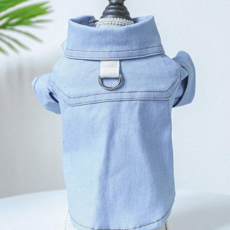1pc Pet Clothes, Cute Denim Effect Shirt Design for Small Dogs & Cats, Suitable for Teddy, Pomeranian, Chihuahua XL blue