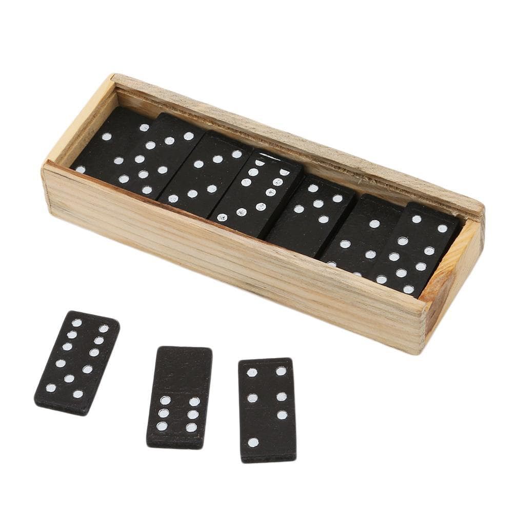 Double Six Dominoes with Wood Case Brand Nine Chess Game Pai Gow Paigow Poker One Size black