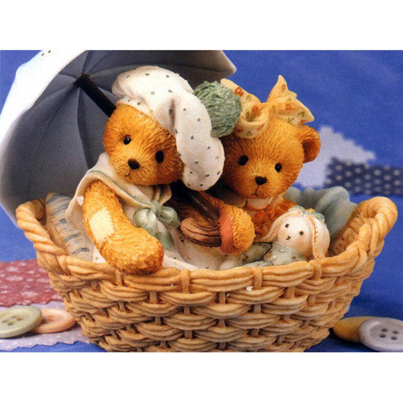 Teddy Bear Family Diamond Painting DIY 5D Full Diamond Embroidery 20X30CM