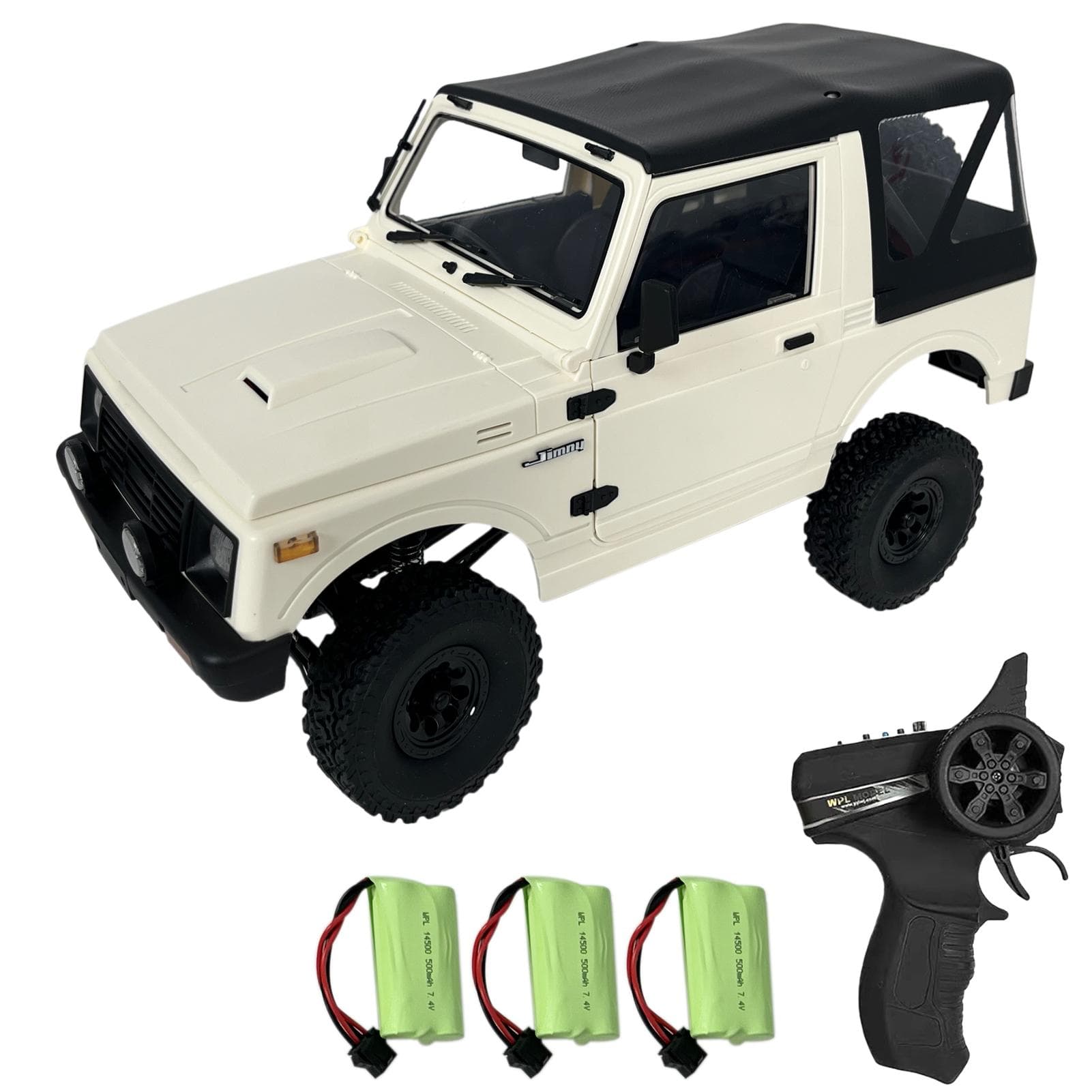 1:10 Scale Remote Control Car, 2.4GHz 4WD All Terrain Electric Off-Road Vehicle with Headlights, 3 3 battery white