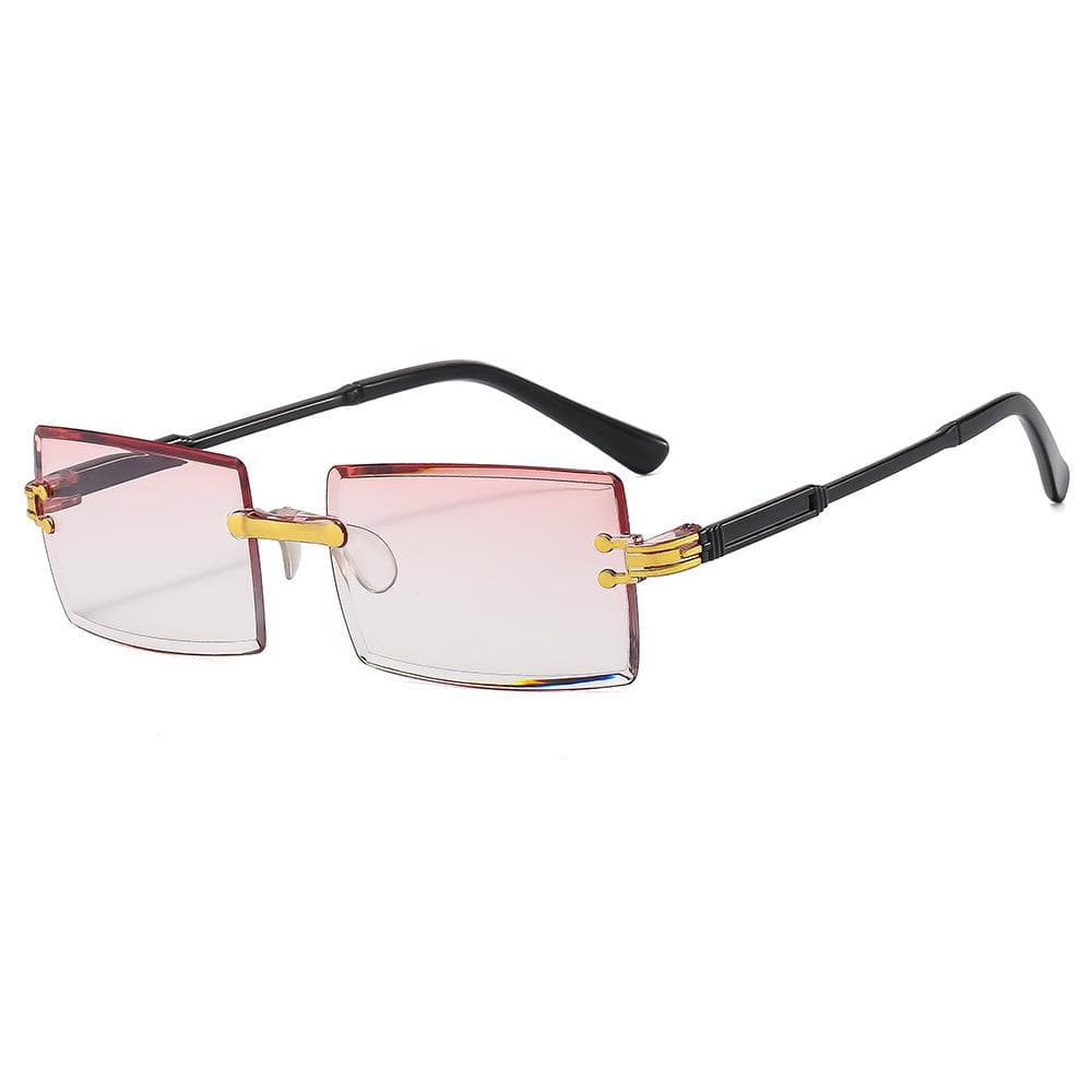 New Rimless Sunglasses Fashion Rectangle Small Square Shades for Women Men Traveling Sun Glasses Oculos black