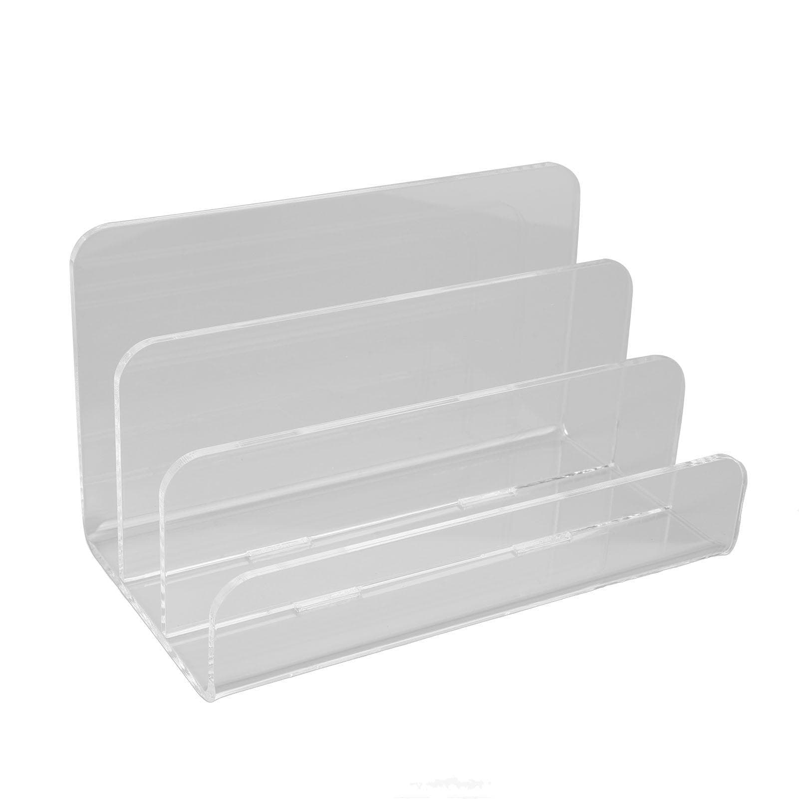 3 Compartments Mail Organizer Letter Holder Transparent Acrylic Vertical File Holder for Office