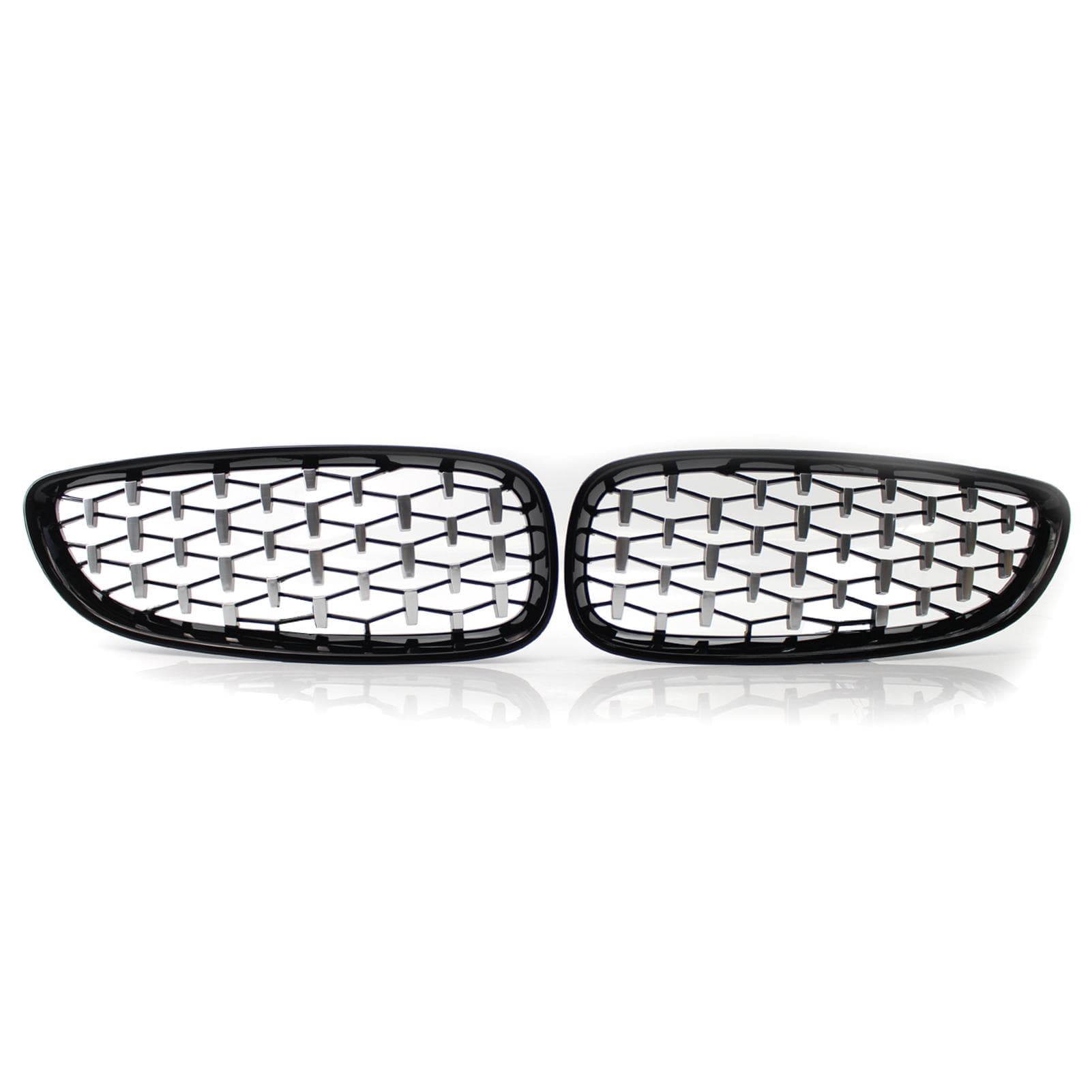 New Front Grille Set Semi-Plating Meteor Style Front Left & Right Replacement for BMW Z4 Roadster black