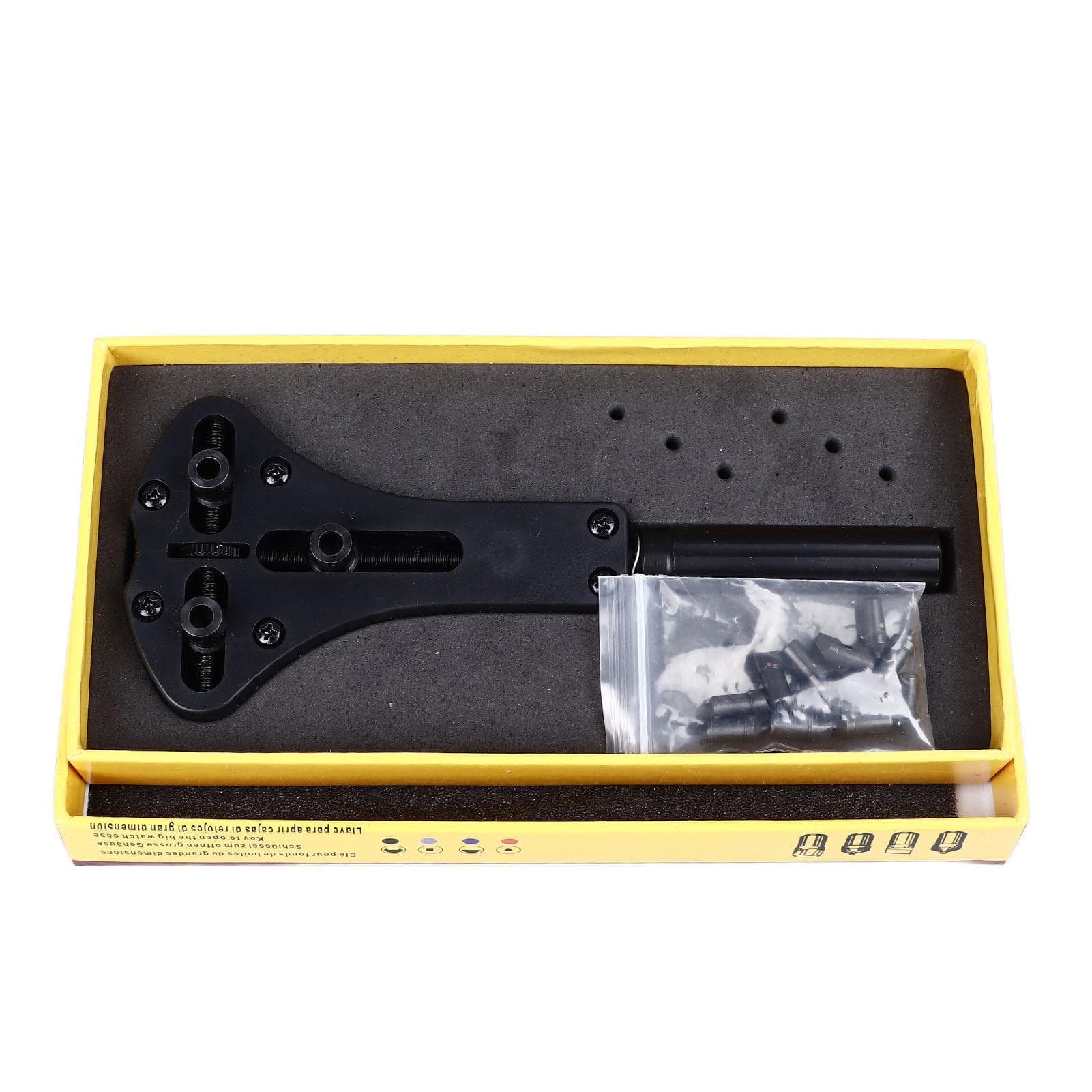 Watch Back Opener Wrench Waterproof Adjustable Watch Opener Repairing Wrench for Replacement Black