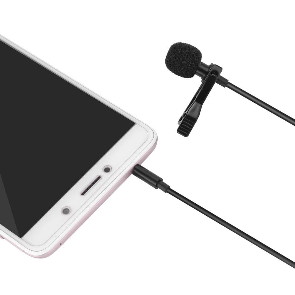Lapel Microphone Omnidirectional Condenser Mic for iPhone Samsung Android & Windows Smartphones