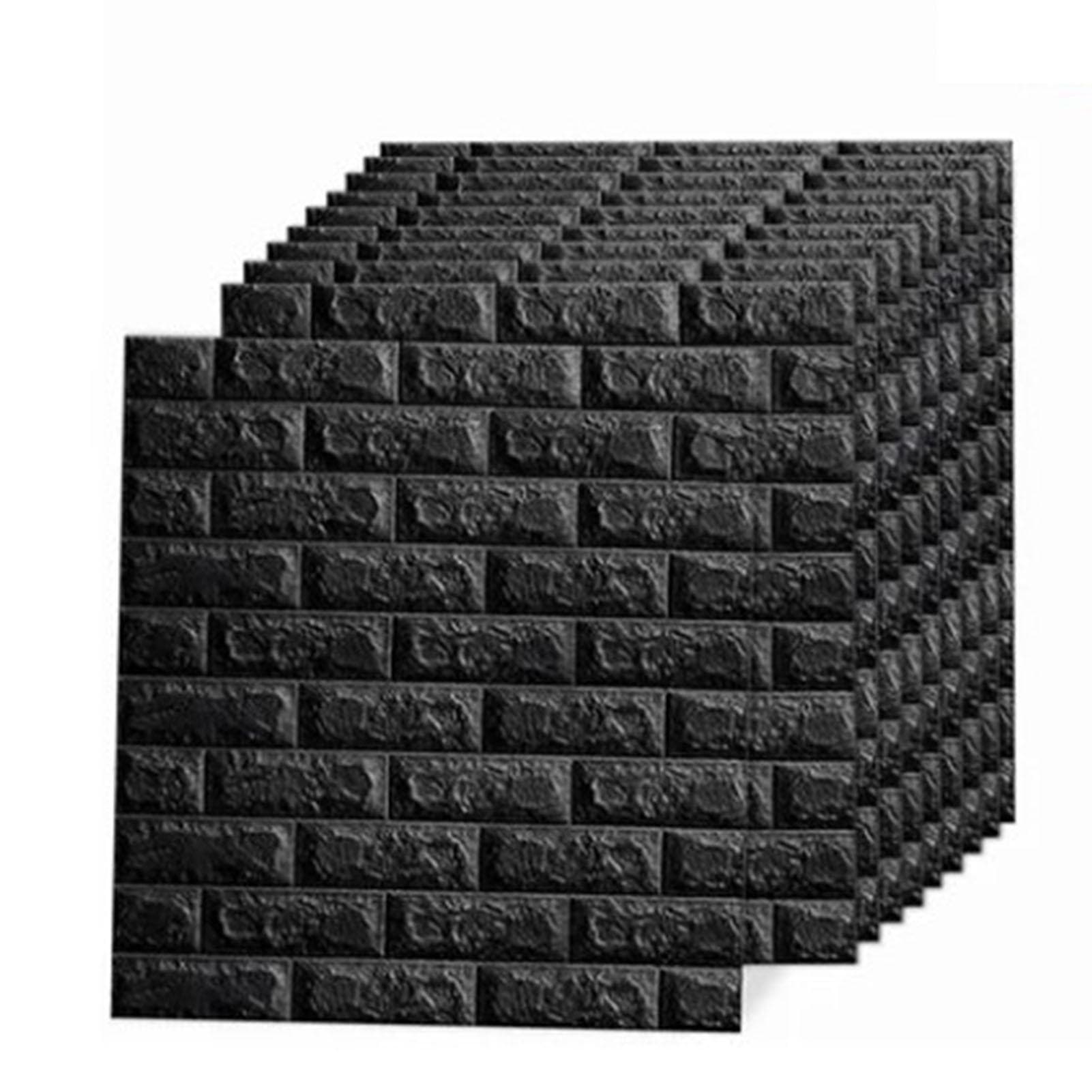 10 Pcs Black Wallpaper 3D Wall Sticker Waterproof Self Adhesive Peel and Stick Wallpaper 35x38cm