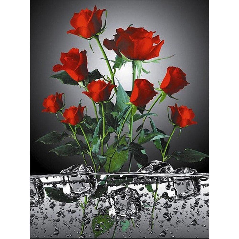 5D DIY Diamond Painting Full Round Flower Rose Diamond Embroidery Flower Beaded Pattern Cross Stitch 20X30CM