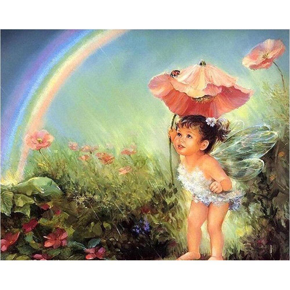 5D Diy Full Round Diamond Painting Butterfly Fairy Cross Stitch Diamond Embroidered Home Decoration 20X30CM