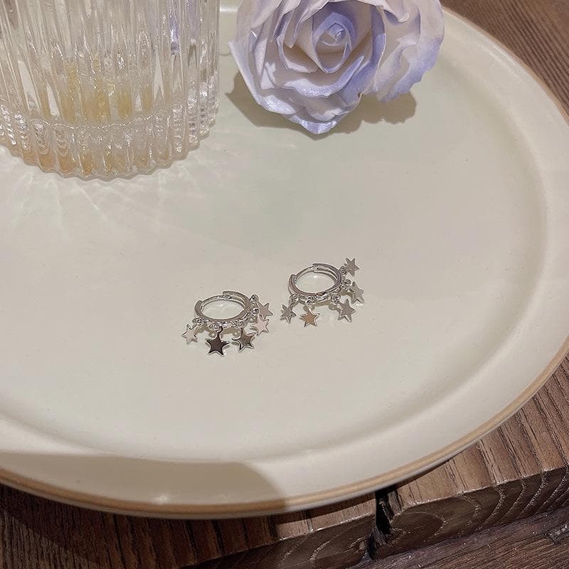 S925 Silver Needle Korean Star Earrings - Simple Trendy Design for Women