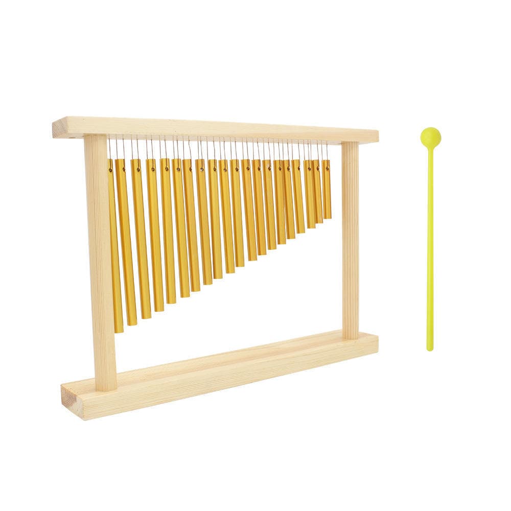 20-Tone Table Top Bar Chimes 20 Bars Single-row Musical Percussion Instrument With Wood Stand Stick gold