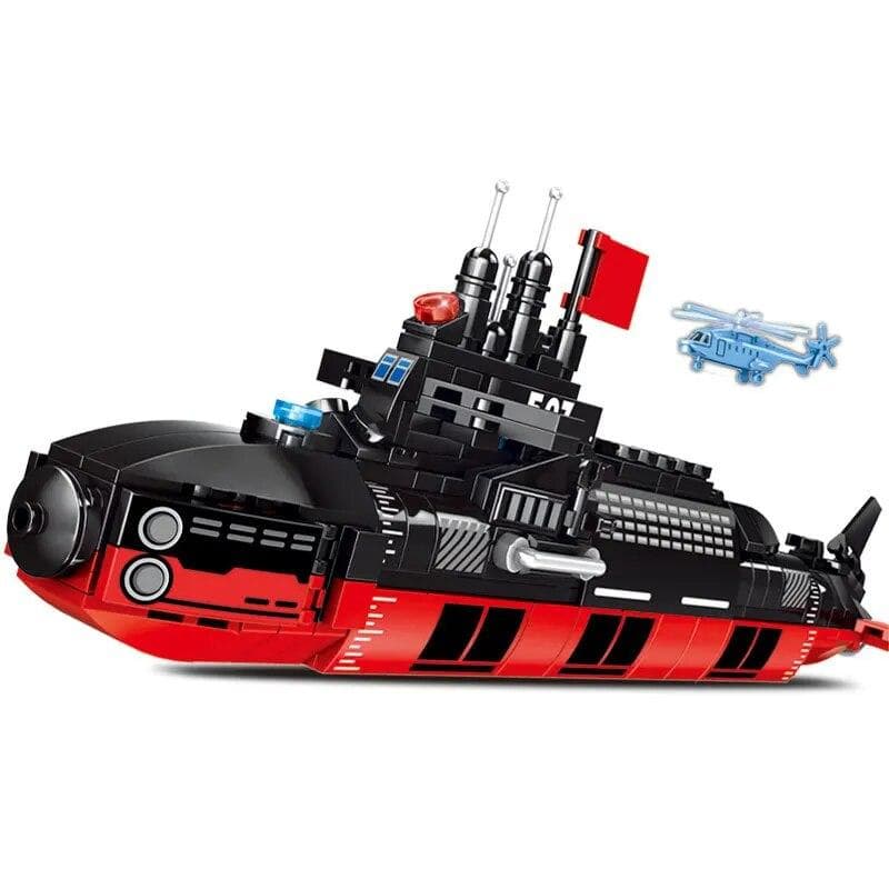 482pcs Military Submarine Army Building Blocks Navy Strategic 094 Warship Nuclear Model Weapon Ship Bricks Christmas Toy for Boys Gift