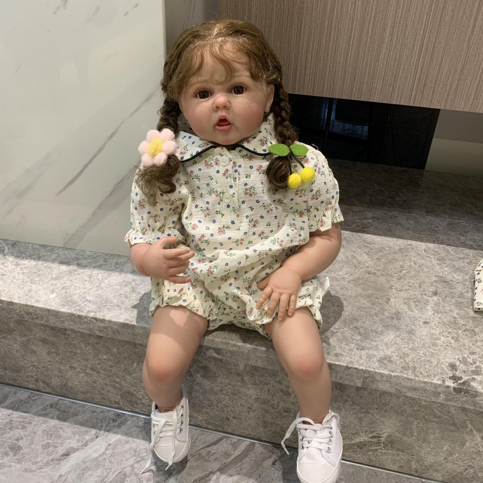 Soft Silicone Reborn Girl Baby Doll With Vessels 60 CM 3D Paint Cloth Body Lifelike Hand Made Long Hair Art Bebe Birthday Girt
