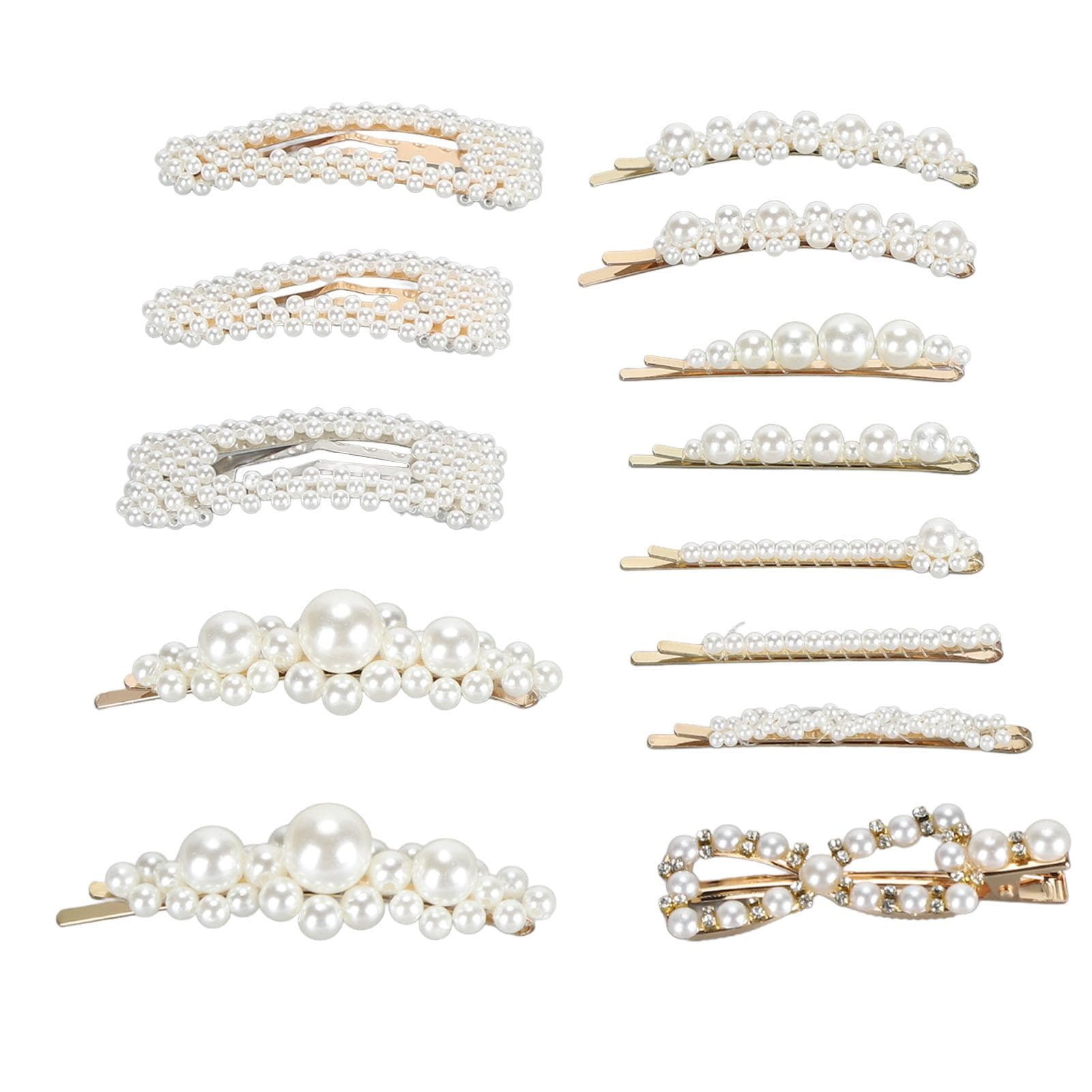 13pcs Pearl Hair Clips Decorative Fake Pearl Hair Barrettes Large Hair Pins Elegant Women Hair