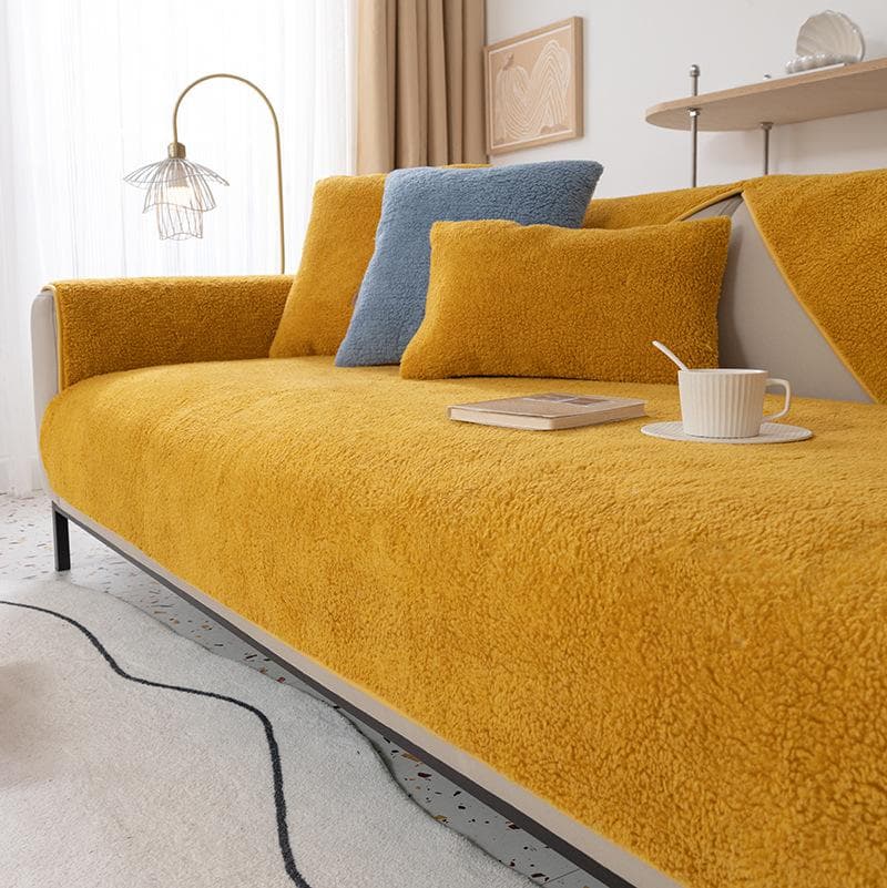 New Lamb Fleece Sofa Cushion Warm Thick Non Slip Plush Cushion Winter Solid Nordic Sofa Cover couch towel 70x70cm