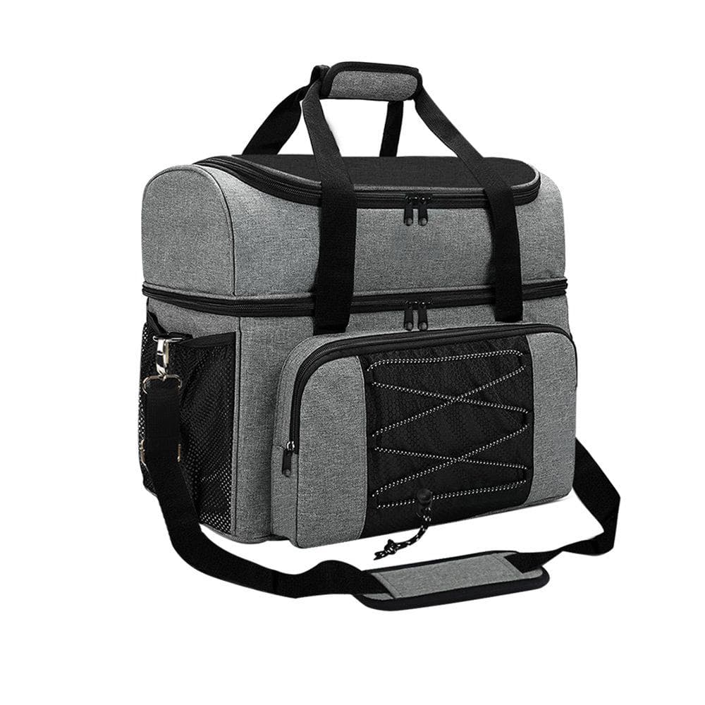 Bowling Bag for 2 Balls Portable Bowling Tote Bag with Padded Ball Holder for Double Ball and Pair grey