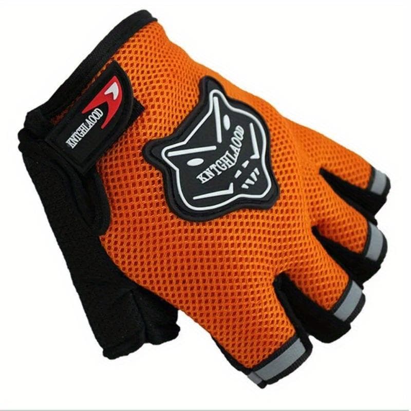 Pudcoco Hot Adults Bike Half Finger Gloves Cycling Mesh Gloves Bicycle Sport Short Gloves Adult orange