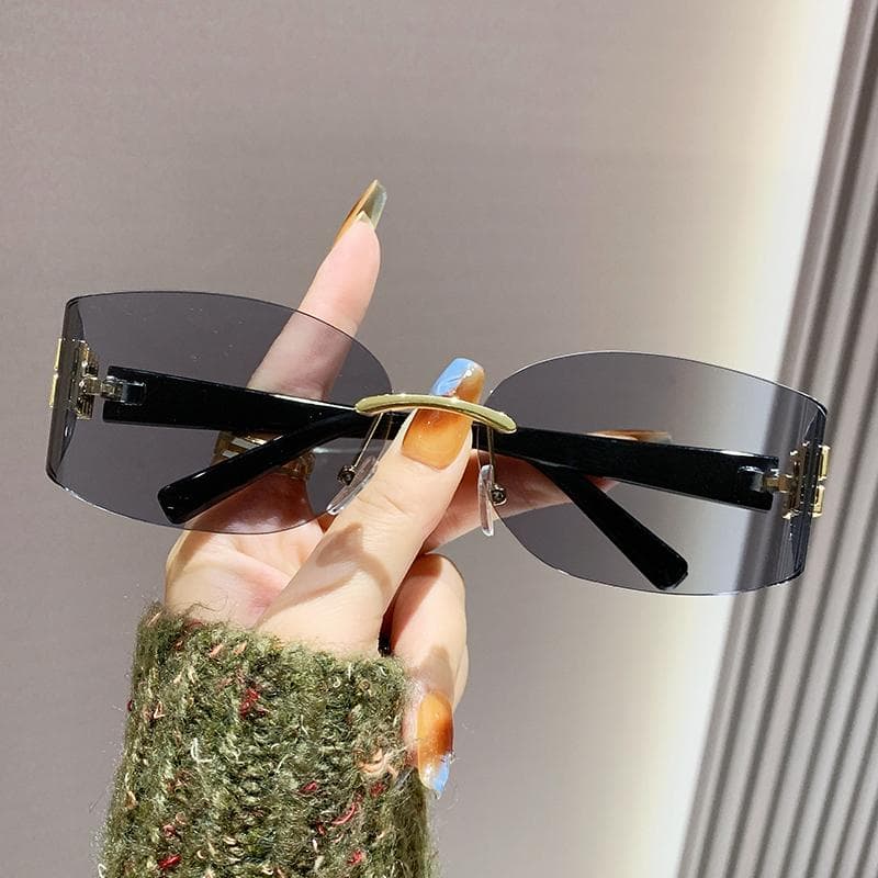 New Frameless UV Sunglasses High End Trendy Glasses Personalized Retro Style 90301
