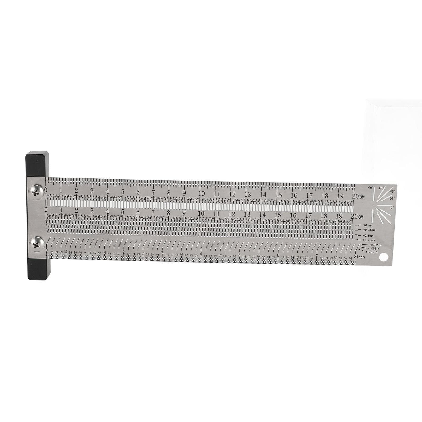 Marking T Square 20cm 8 Inch Stainless Steel Positioning Scribing Ruler with Pencil for Woodworking