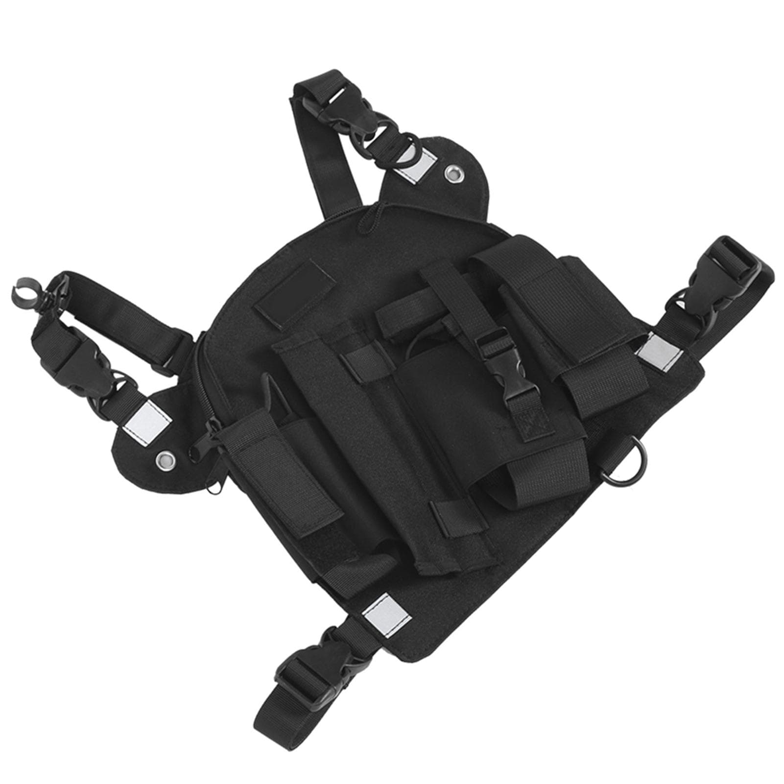Walkie Talkie Chest Front Pack Pouch Tactics Outdoor Vest Rig Carry Bag Storage BagBlack black