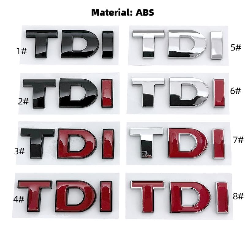 3d ABS Black Logo TDI Emblem Car Trunk Badge Decal For Passat Jetta Touareg Tiguan Touran Golf 4 5 6 Caddy TDI Sticker Accessories 3#