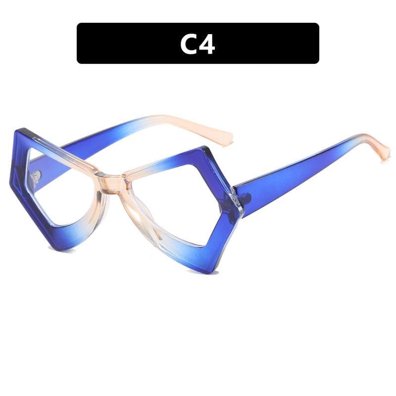 New Cat Eye Butterfly Glasses Irregular Frame Flat Glasses for Street Photography with Degree -0.5 to -6.0 Myopia -5