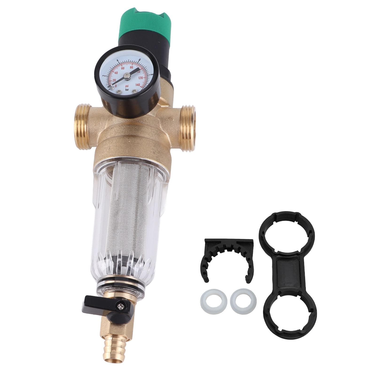 Water Pressure Reducer Brass G1 G1/2 Connector with Gauge 40 Microns Filter Water Pressure