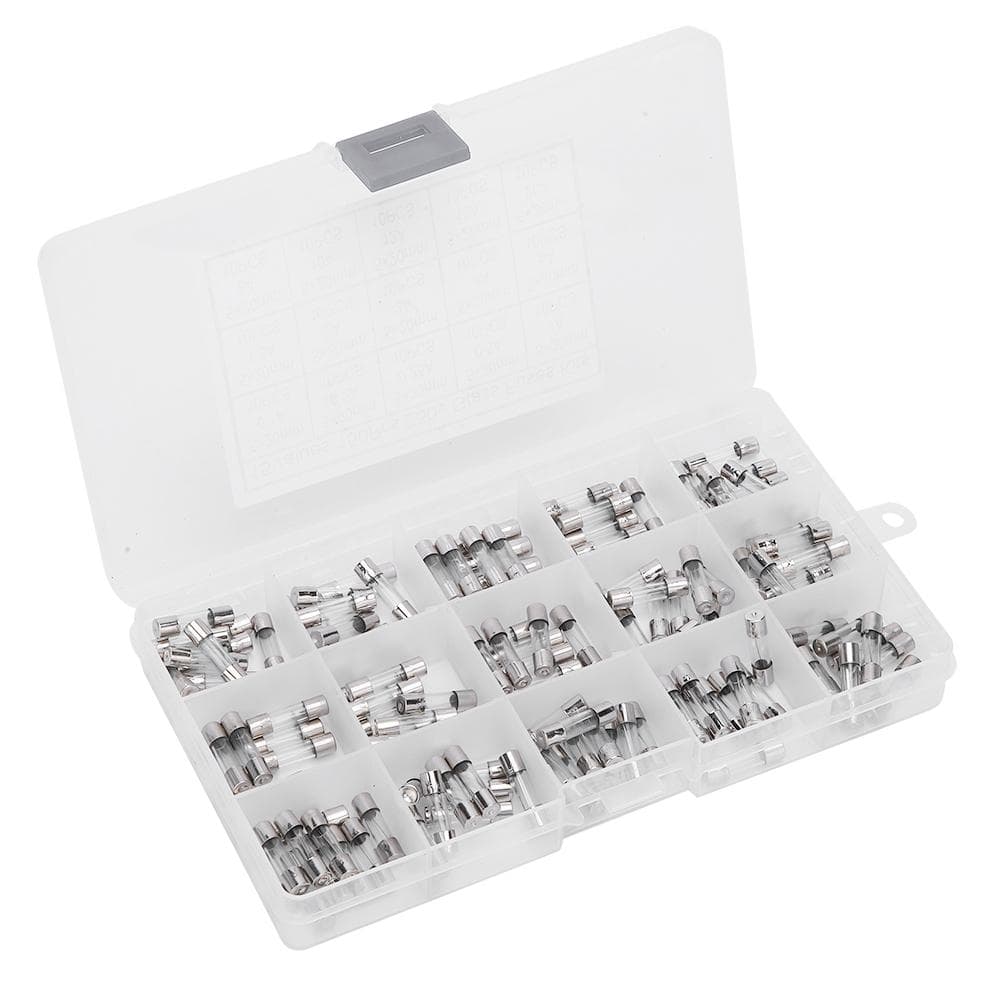 150Pcs Glass Tube Fuse Assorted Kit Tool Supplies 0.1A20A 250V 5x20mm with Storage Box