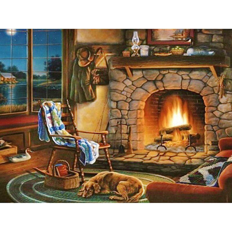 Dog Needlework DIY Diamond Painting Cross Stitch Round Diamond Embroidery Decoratio 20X30CM
