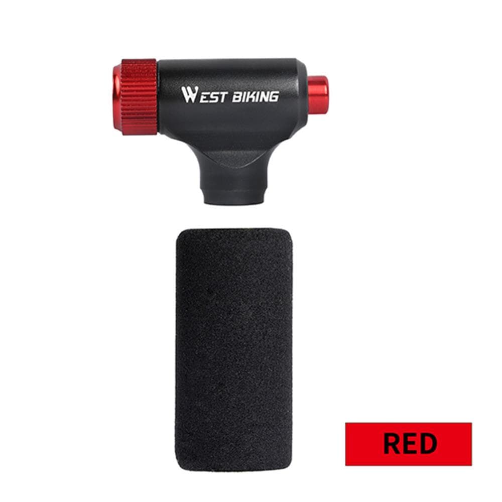 Mini CO2 Inflator Bike Pump Super Fast Tire Inflation Portable Bicycle Pump Aluminum Alloy Tire red