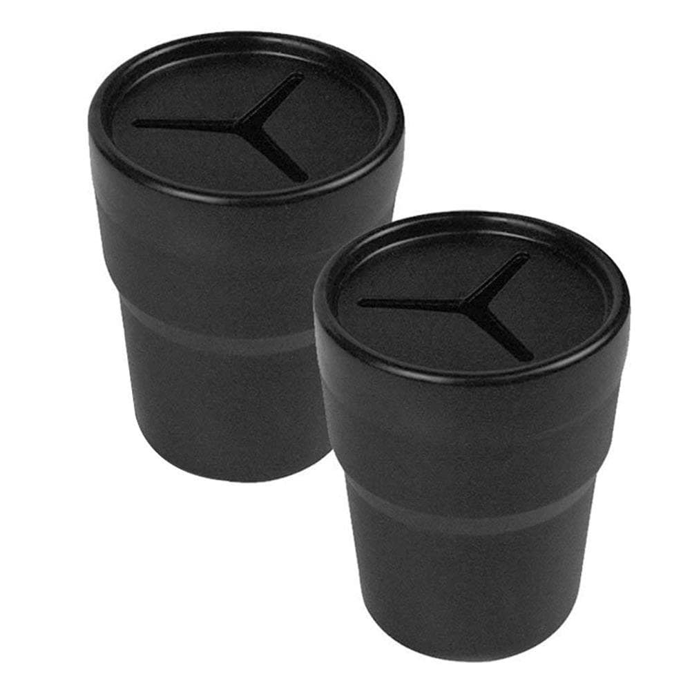 2 Pcs PVC Black Car  Pen Holder Box Coin Boxes Mount Trash Bin Auto Holders Cup Mounts