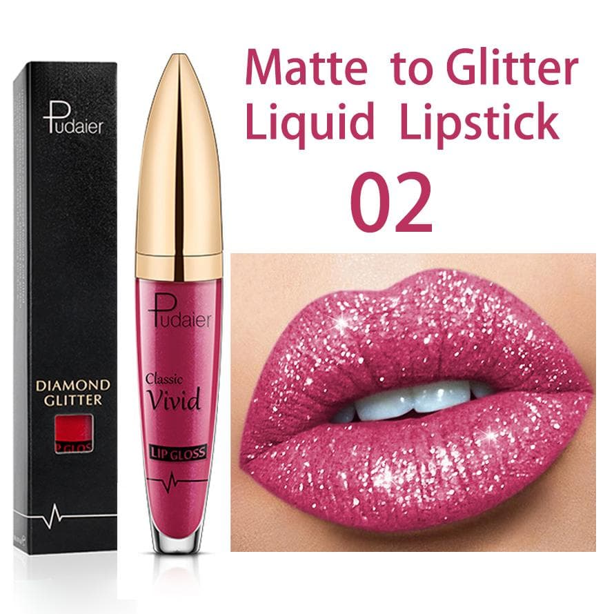 Matte Glitter Liquid Lipsticks Diamond Shiny Lip Gloss Waterproof Long Lasting Pearl Lipgloss Women Lip Tint Makeup Maquillaje 02