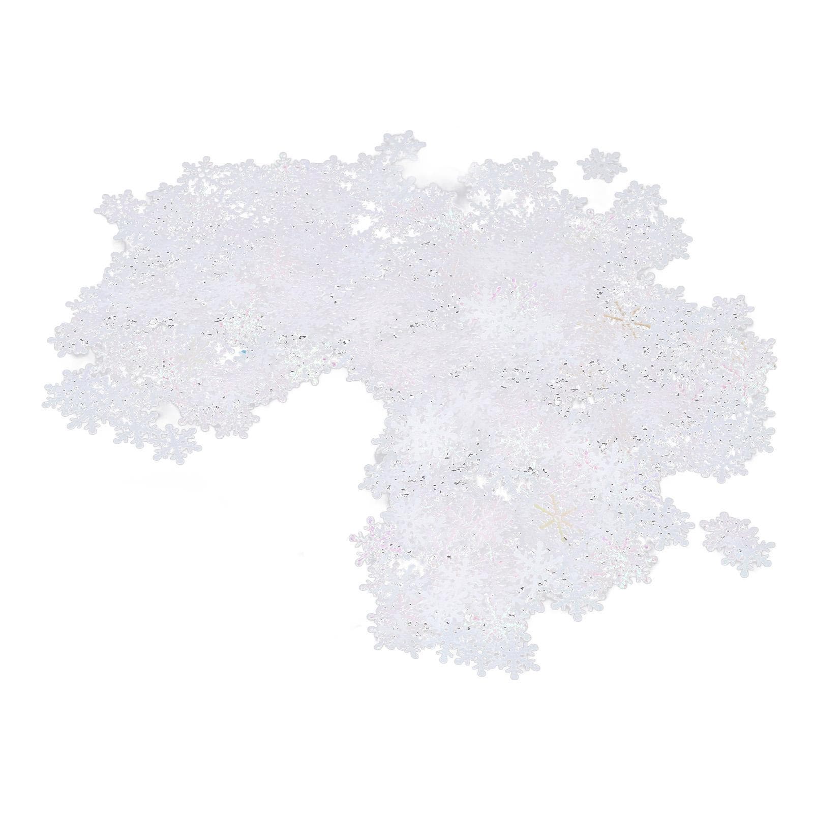 1000Pcs Snowflake Confetti 0.9in Vibrant Color Reusable Plastic Multi Purpose Christmas Confetti white