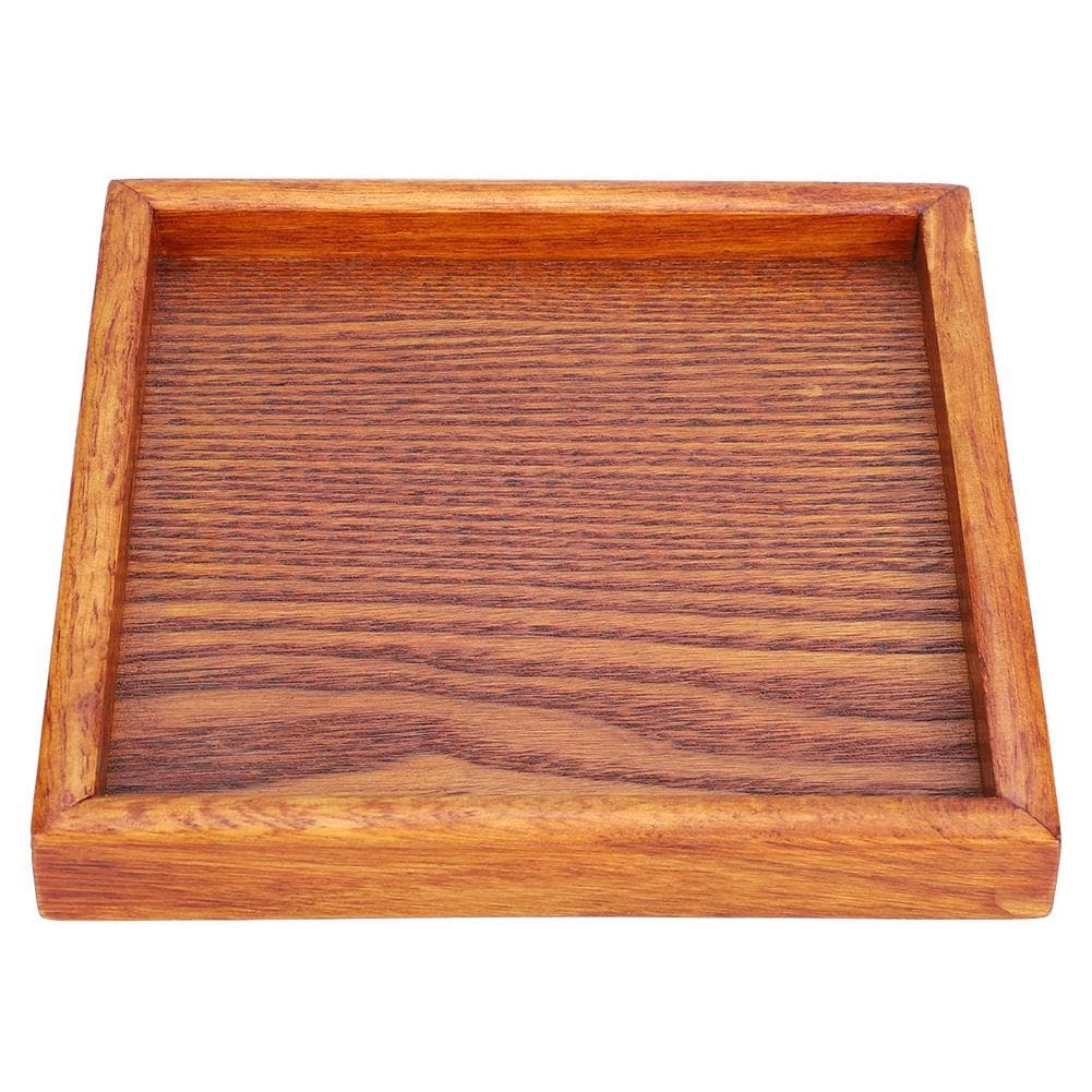 Small Portable Square Shape Solid Wood Tea Coffee Snack Dinning Serving Tray Plate(16.5*16.5*2)
