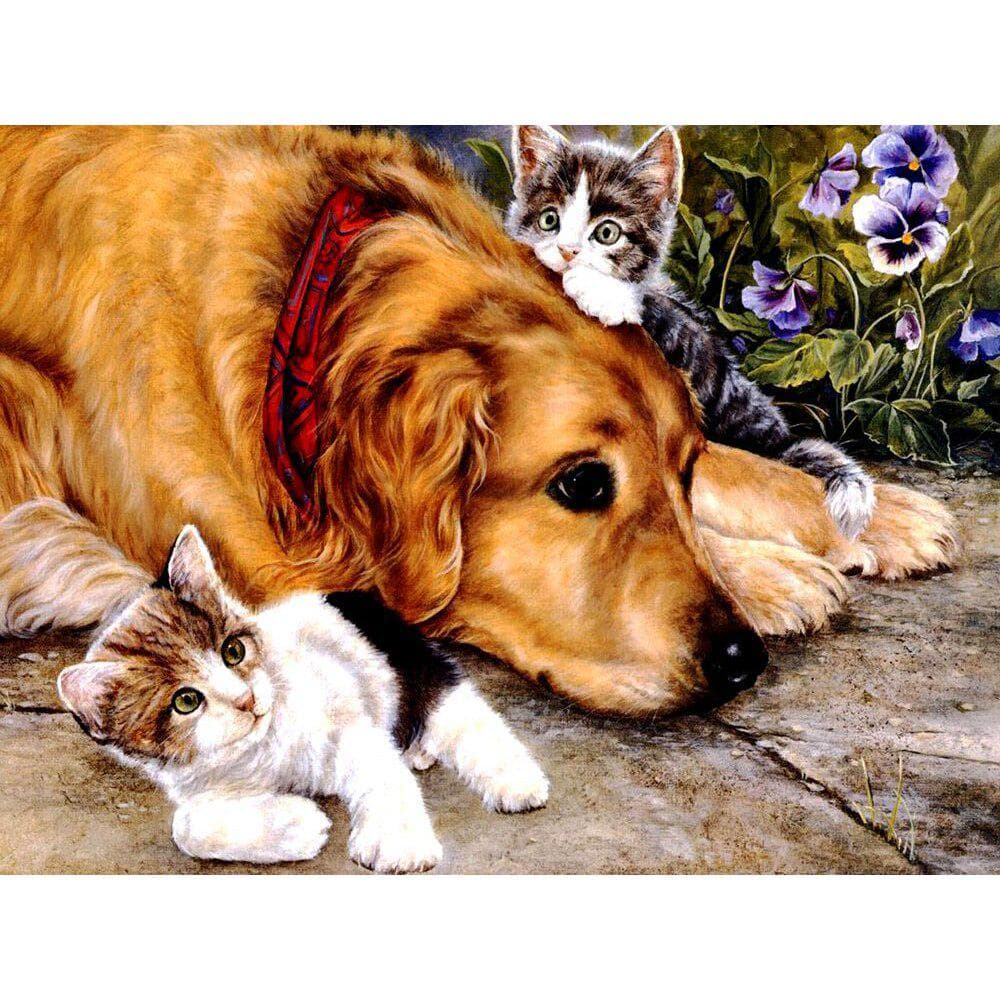 Dog & Cat DIY Crystal Full 5D Plastic Diamond Painting Cross Stitch Kit Art Mosaic Square Rhinestone 20X30CM