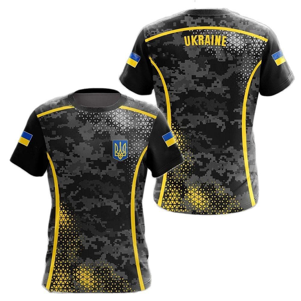 Ukraine Men's T-Shirts Ukrainian Flag Shirt 3D Printed O-Neck Oversized Short Sleeves Jersey Fashion Men's Clothing Streetwear M