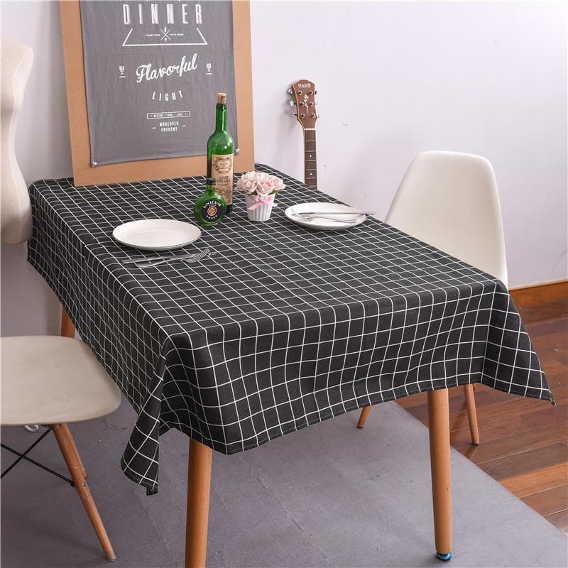 Small Fresh Checkered Tablecloth Household Dining Table Coffee Desk Mat Rectangular Dustproof Decorative Background Tablecover 90x90cm