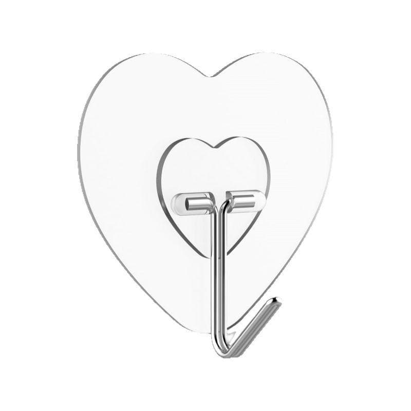 10Pcs No Drilling Transparent Plastic Wall Hanger Heart-Shaped Wall Mounts, Suitable for Kitchen And Bathroom Storage, Easy Installation 10pcs