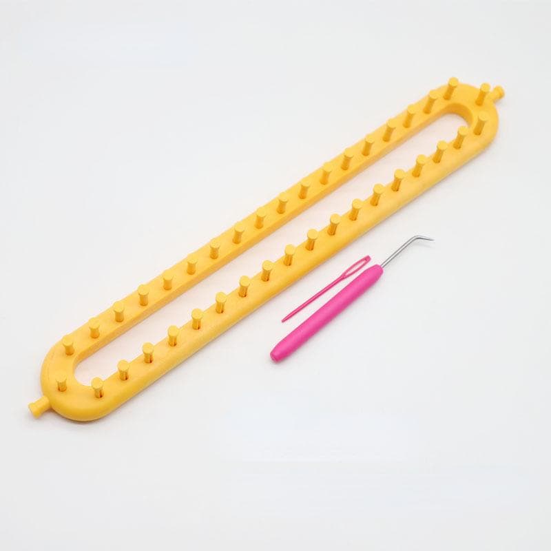 Knitting Loom DIY Craft Weaving Loom Plastic DIY Shawl Stitching Tool Scarves Maker Crochet Long Handle Weaving Tool yellow