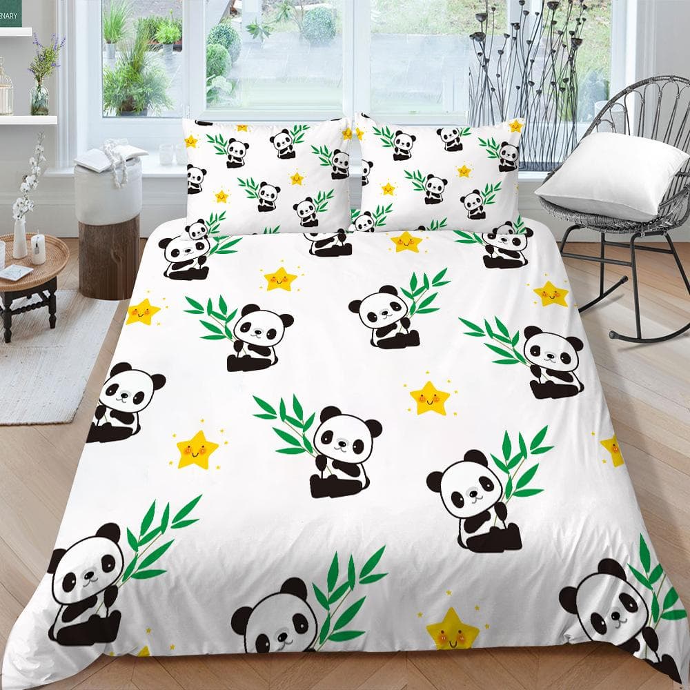 Panda Bear Bedding Sets Animal Duvet Cover Twin Full Single Size And Pillowcase Home Textile 3D Print Bedclothes For Kids Child EU single(135x200cm)