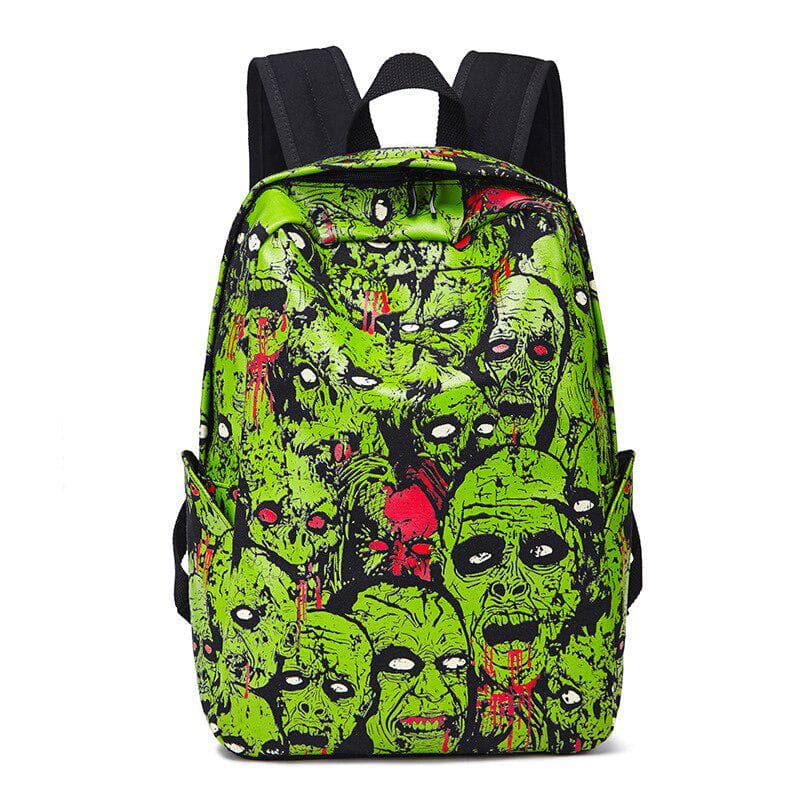 Women Backpack Rucksack Gothic Shoulders Package Halloween Green Bag Outdoors Travel Luminous green