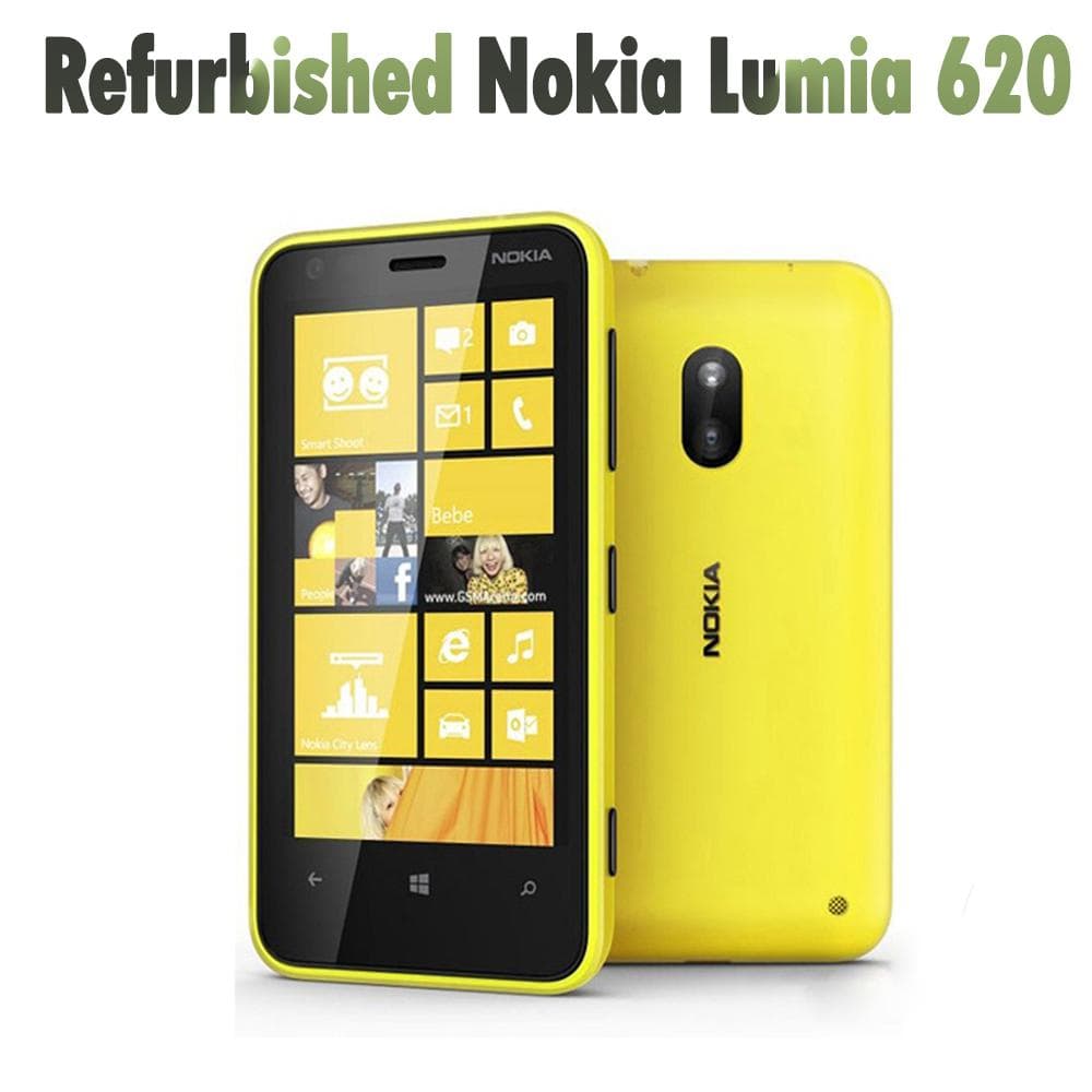 Refurbished Nokia Original Nokia Lumia 620 1300mAh Mobile Phone With 1 SIM 1 battery 1 charger white