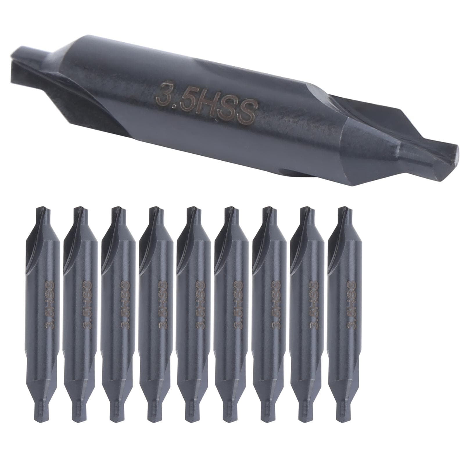 10Pcs Center Drill Bit HSS AType for Die Stainless Steel All Ground Spiral Positioning 3.5mm